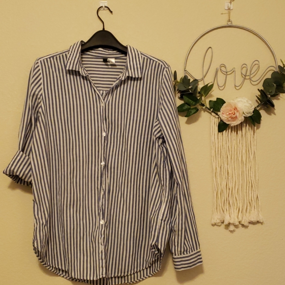 Striped button down blouse